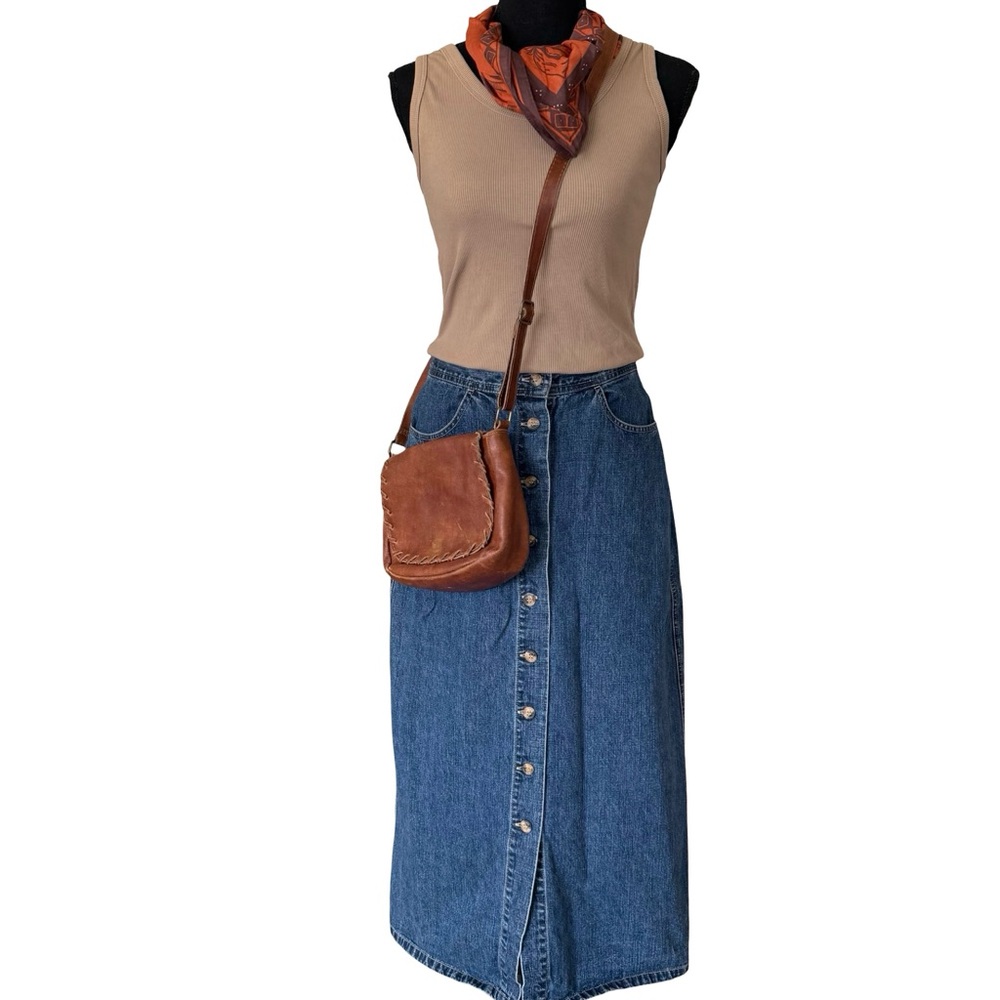 Gloria Vanderbilt Denim Button Front Midi Skirt - Size 8